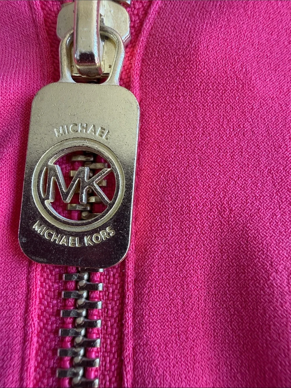 Michael Michael Kors Coral Pink Quarter Zip Long Sleeve Top Medium NWT